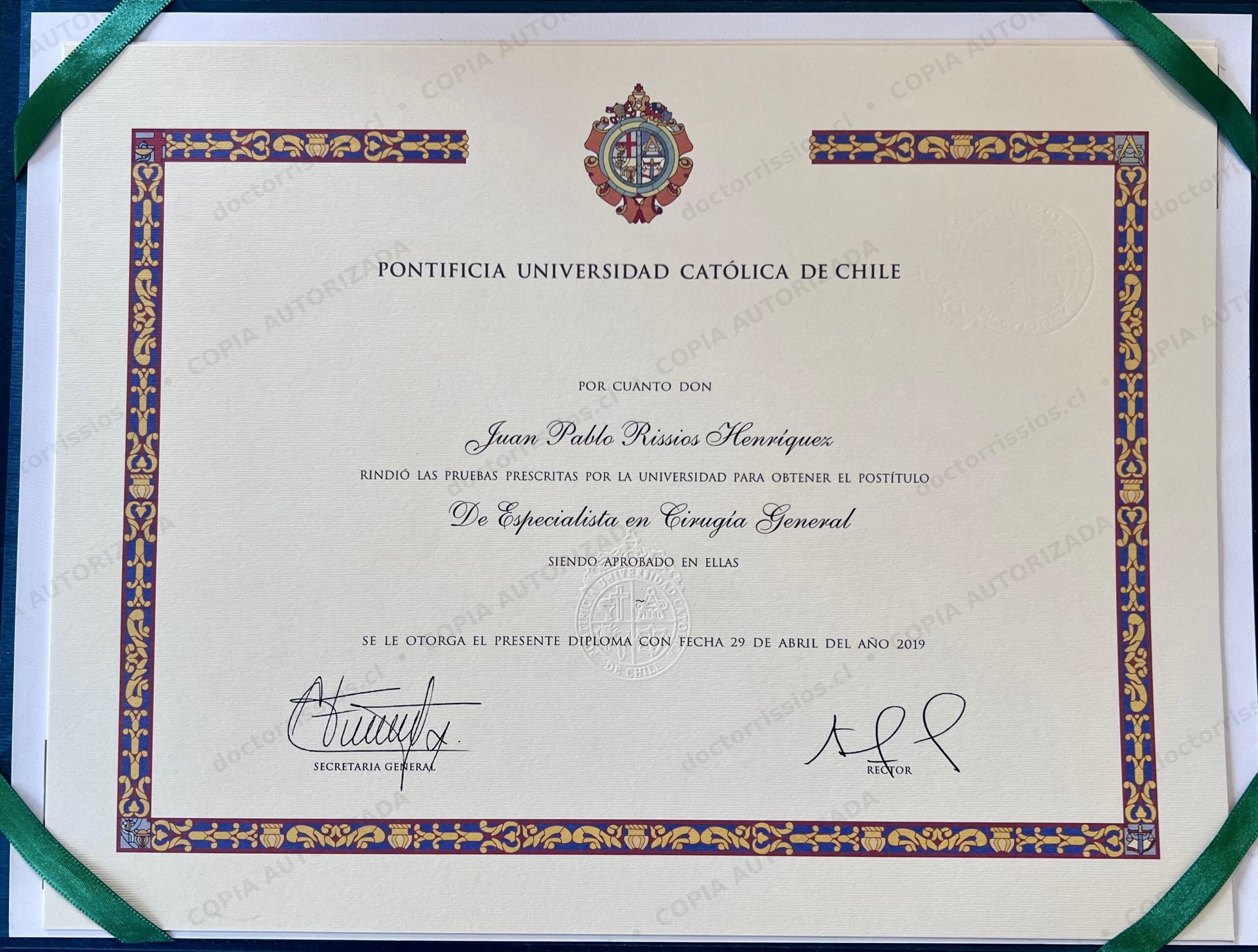 Postítulo Especialista en Cirugía General — Dr. Juan Pablo Rissios, PUC Chile 2019